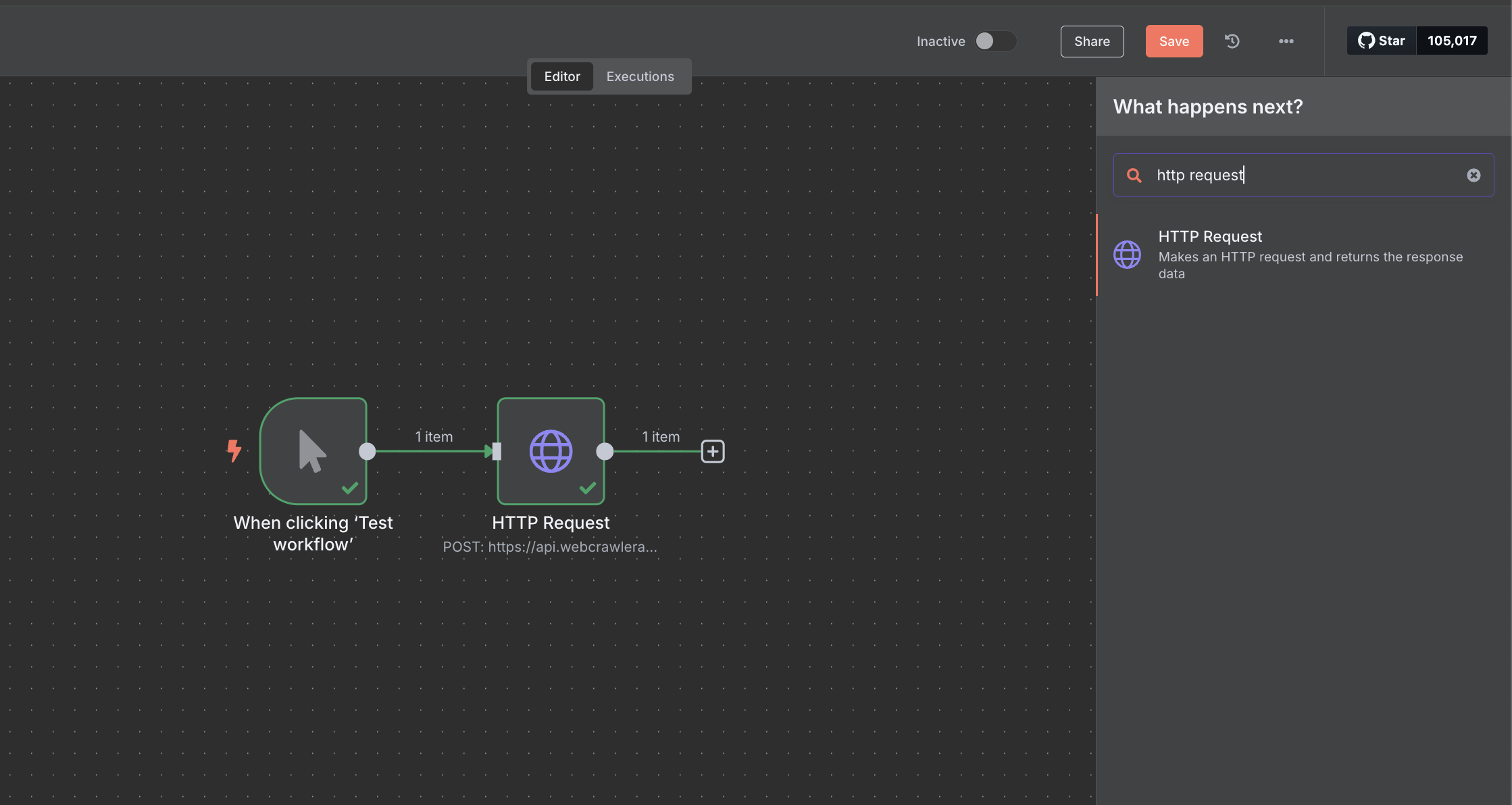 n8n adding webcrawlearpi