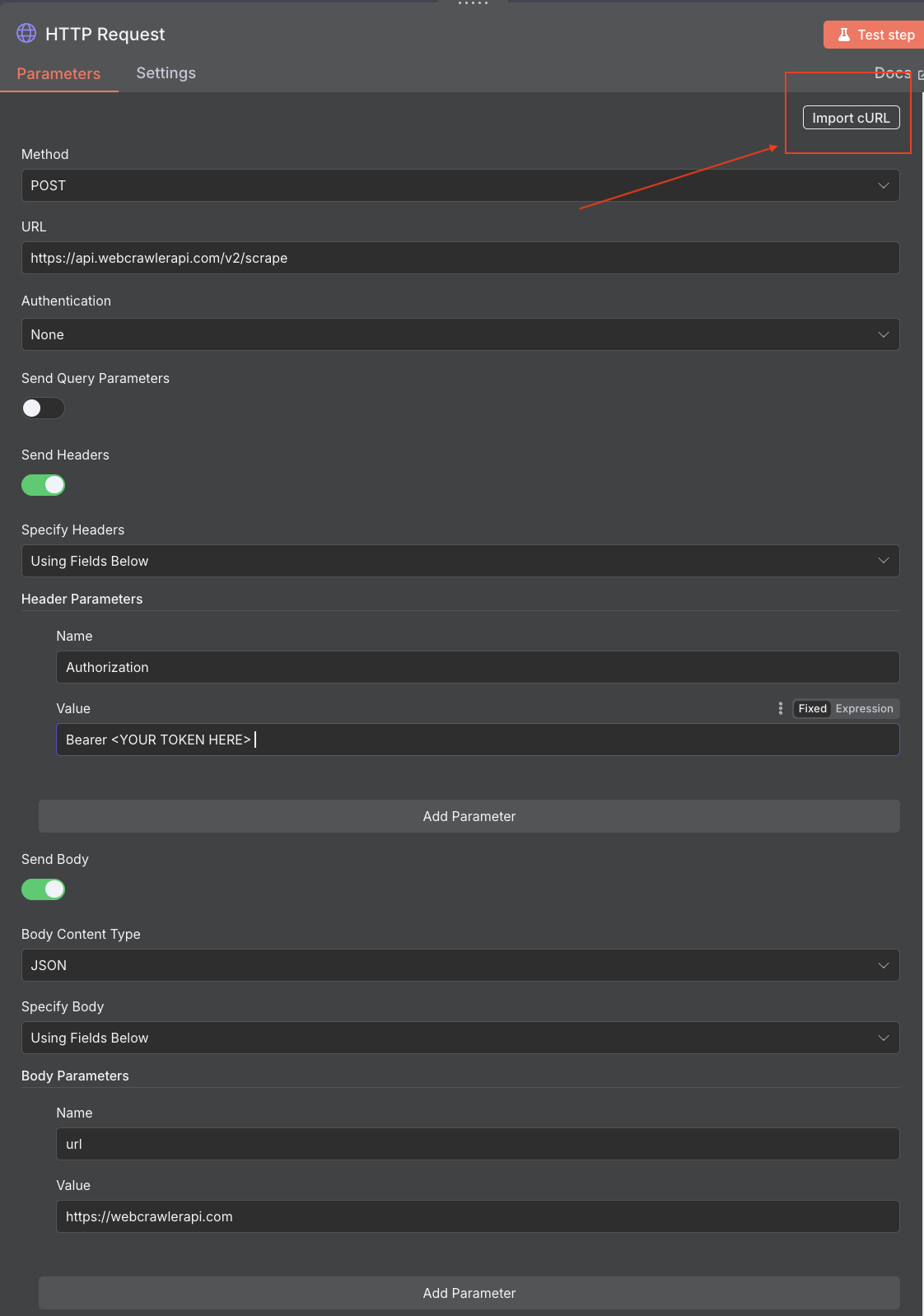 n8n use webcrawler code snippet