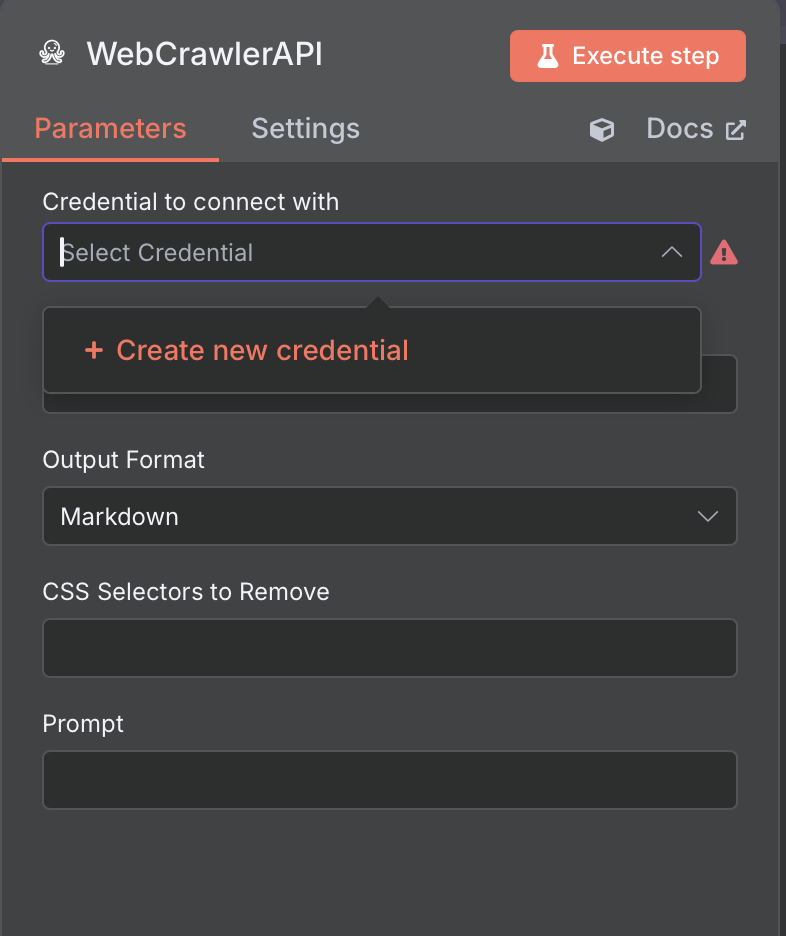 WebcrawlerAPI n8n credentials