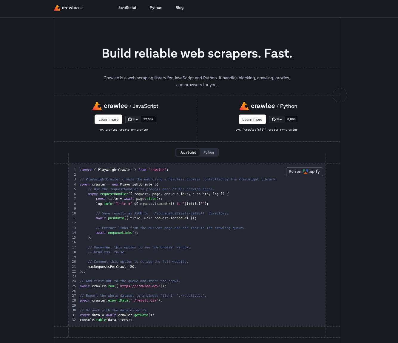 Crawlee open source crawler