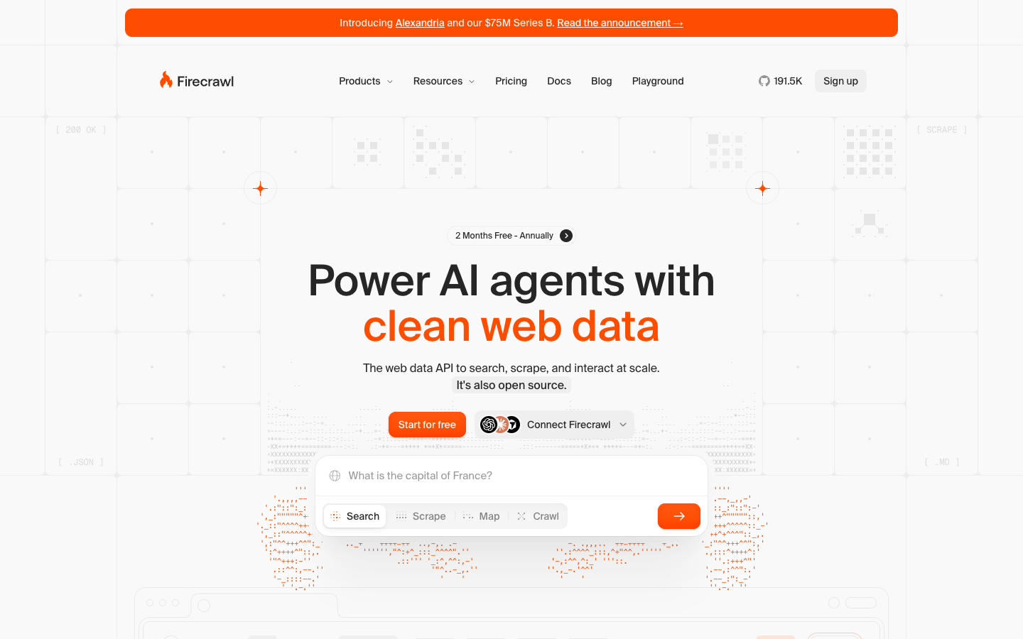 Firecrawl homepage, October 2026