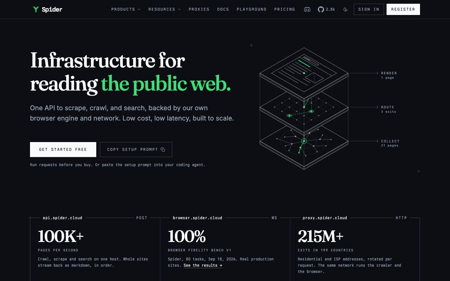 Spider homepage, October 2026
