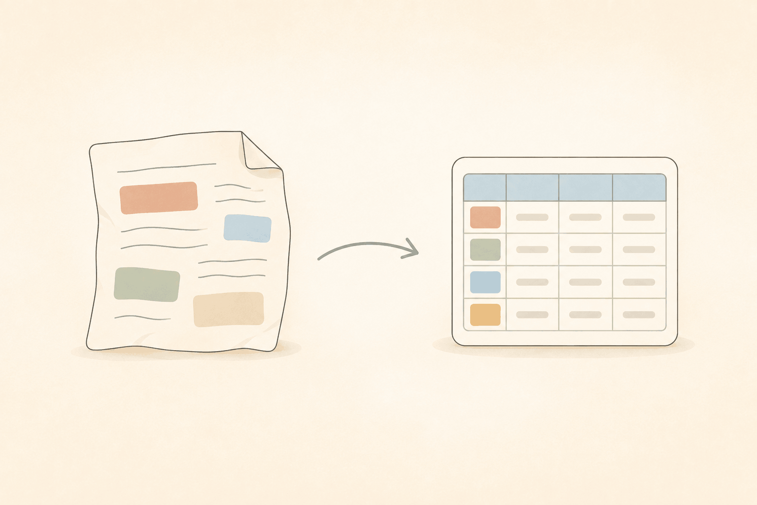 Unstructured court record page transformed into structured JSON fields