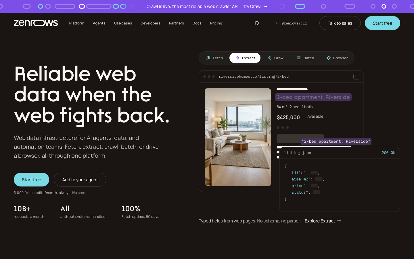 ZenRows homepage